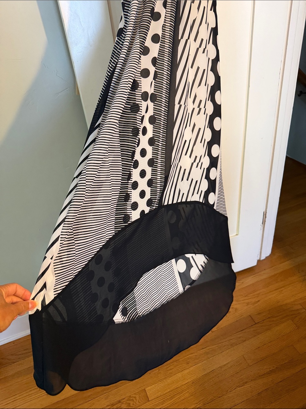 Maeve Black & White Mixed-Print Halter High-Low Maxi Dress - Picture 5 of 7